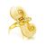 Bold Gold-Plated Ring With White Amber The Snail, Ring Size: 5.5 / 16, image 