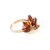 Gold-Plated Ring With Cognac Amber And Crystals The Verbena, Ring Size: 5 / 15.5, image 
