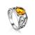 Cognac Amber Ring In Sterling Silver The Scheherazade, Ring Size: 6.5 / 17, image 