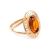 Golden Ring With Luminous Cognac Amber The Ellas, Ring Size: 4 / 15, image 