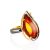 One Size Amber Ring In Gold-Plated Silver The Rialto, Ring Size: Adjustable, image 