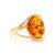 Golden Ring With Bold Amber Stone The Strauss, Ring Size: 4 / 15, image 