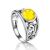 Sterling Silver Ring With Honey Amber The Scheherazade, Ring Size: 4 / 15, image 