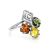 Multicolor Amber Ring In Sterling Silver The Vernissage, Ring Size: 4 / 15, image 
