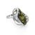 Bold Green Amber Ring In Sterling Silver The Illusion, Ring Size: 4 / 15, image 