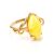 Bold Gold-Plated Ring With Honey Amber The Constance, Ring Size: 5 / 15.5, image 