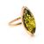 Luminous Amber Ring In Gold-Plated Silver The Ballade, Ring Size: 5 / 15.5, image 