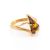 Cognac Amber Ring In Gold-Plated Silver The Vesta, Ring Size: 5 / 15.5, image 