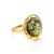 Gold-Plated Silver Ring With Green Amber The Zephyr, Ring Size: 5 / 15.5, image 