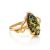 Bold Gold-Plated Ring With Green Amber The Constance, Ring Size: 5 / 15.5, image 