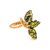Green Amber Ring In Gold-Plated Silver The Dandelion, Ring Size: 5.5 / 16, image 