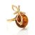 Adorable Gold-Plated Ring With Cognac Amber The Paradise, Ring Size: 6 / 16.5, image 
