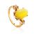 Honey Amber Ring In Gold-Plated Silver With Crystals The Nostalgia, Ring Size: 5 / 15.5, image 