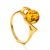 Bright Amber Ring In Gold-Plated Silver The Aldebaran, Ring Size: 5 / 15.5, image 