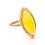 Luminous Amber Ring In Gold-Plated Silver The Ballade, Ring Size: 5 / 15.5, image 