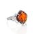 Stylish Silver Ring With Cognac Amber The Astoria, Ring Size: 4 / 15, image 