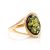 Bold Gold-Plated Ring With Green Amber The Strauss, Ring Size: 5 / 15.5, image 