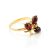 Gold-Plated Ring With Cherry Amber And Crystals The Verbena, Ring Size: 11 / 20.5, image 