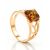 Bold Gold-Plated Ring With Cognac Amber The Artemis, Ring Size: 5 / 15.5, image 