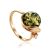 Bold Gold-Plated Ring With Amber And Crystals The Swan, Ring Size: 5.5 / 16, image 