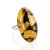 Multicolor Open Ring With Honey Amber And Dark Polymer The Dalmatian, Ring Size: Adjustable, image 