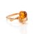 Gold-Plated Ring With Cognac Amber The Kalina, Ring Size: 5.5 / 16, image 
