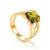Green Amber Ring In Gold-Plated Silver The Artemis, Ring Size: 5 / 15.5, image 