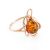 Bright Floral Amber Ring In Gold-Plated Silver The Daisy, Ring Size: 5 / 15.5, image 