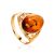 Gold-Plated Ring With Cognac Amber Stone The Carmen, Ring Size: 5 / 15.5, image 