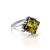 Square Cut Amber Ring In Sterling Silver The Astoria, Ring Size: 4 / 15, image 