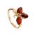 Amber Ring In Gold With Crystals The Verbena, Ring Size: 4 / 15, image 