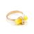 Cylindric Cut Amber Ring With Crystal  In Gold-Plated Silver The Scandinavia, Ring Size: 4 / 15, image 