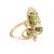 Green Amber Ring In Gold With Crystals The Edelweiss, Ring Size: 4 / 15, image 