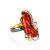 Open Amber Ring In Gold-Plated Silver The Rialto, Ring Size: Adjustable, image 