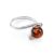 Cute Silver Ring With Cognac Amber And Crystals The Themis, Ring Size: 5 / 15.5, image 