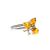 Cognac Amber Ring In Sterling Silver With Crystals The Verbena, Ring Size: 11.5 / 21, image 