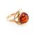 Elegant Amber Ring In Gold-Plated Silver The Phoenix, Ring Size: 4 / 15, image 
