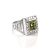 Bold Silver Signet Ring With Green Amber The Ellas, Ring Size: 5.5 / 16, image 