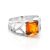 Sterling Silver Ring With Cognac Amber The Artemis, Ring Size: 4 / 15, image 