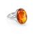 Cognac Amber Ring In Sterling Silver The Goji, Ring Size: 4 / 15, image 