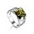 Sterling Silver Ring With Bright Green Amber The Artemis, Ring Size: 3 / 14, image 