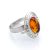 Adjustable Silver Ring With Cognac Amber The Ellas, Ring Size: Adjustable, image 