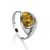 Lemon Amber Ring In Sterling Silver The Peony, Ring Size: 4 / 15, image 
