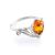 Bright Amber Ring In Sterling Silver The Swan, Ring Size: 4 / 15, image 
