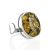Stylish Silver Adjustable Ring With Green Amber The Glow, Ring Size: Adjustable, image 
