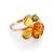 Multicolor Amber Ring In Gold The Symphony, Ring Size: 4 / 15, image 