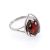 Sterling Silver Ring With Luminous Cherry Amber The Selena, Ring Size: 4 / 15, image 