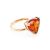 Wonderful Amber Ring In Gold-Plated Silver The Etude, Ring Size: 13 / 22, image 