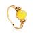 Honey Amber Ring In Gold-Plated Silver With Crystals The Sambia, Ring Size: 5 / 15.5, image 