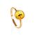 Round Amber Golden Ring With Inclusion The Clio, Ring Size: 7 / 17.5, image 